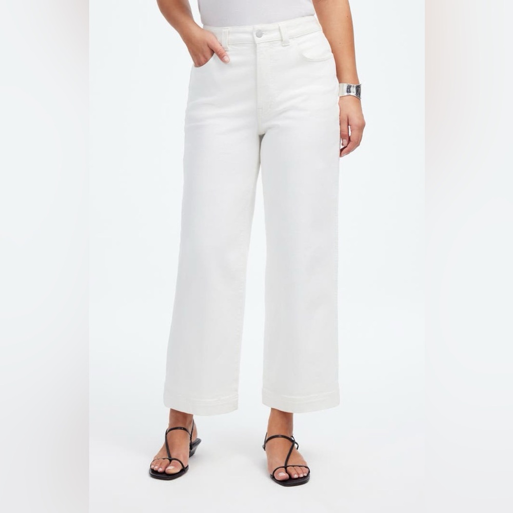 Madewell Jeans White The Perfect‎ Vintage Wide Leg Crop 30P cocktail brunch - Picture 5 of 13